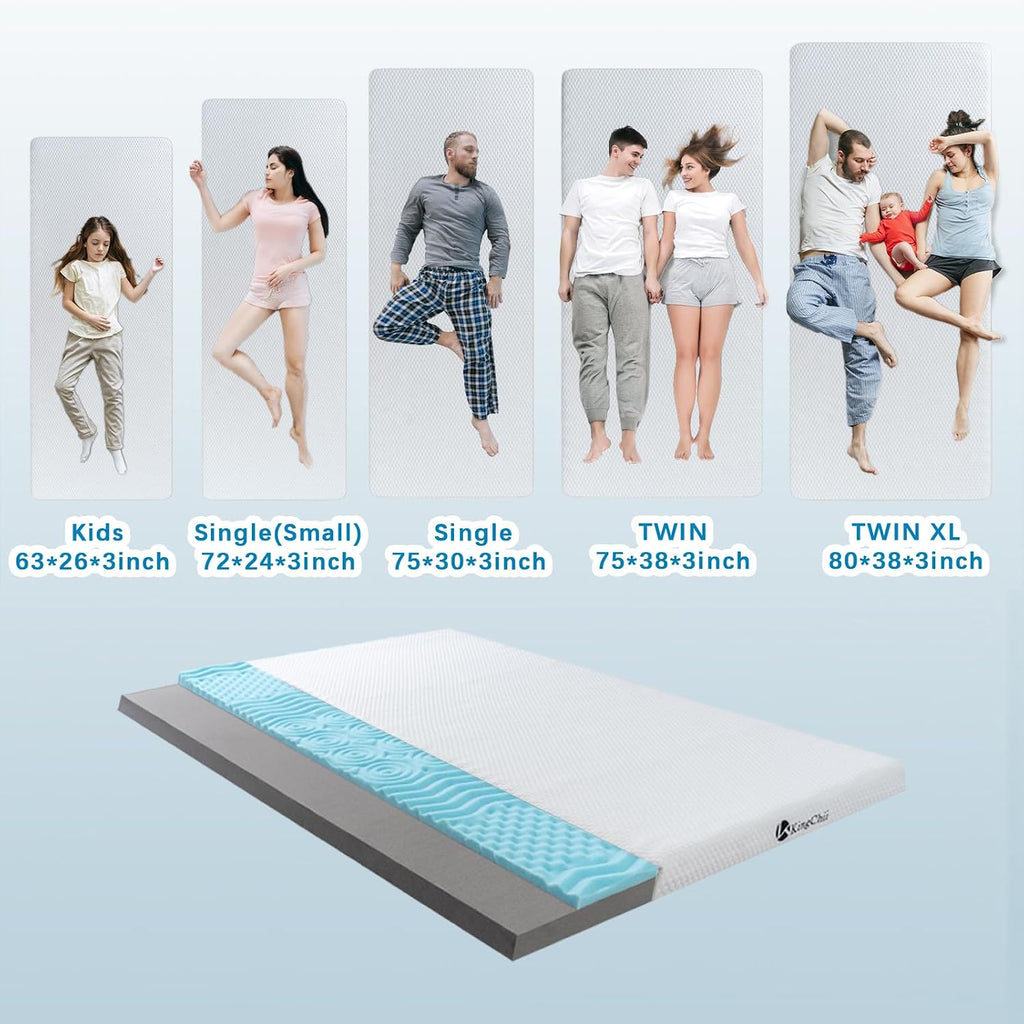 KingChii Memory Foam Camping Mattress, Portable Roll Up Sleeping Pad for Road Trip, Floor Mat Roll Up Futon Mattress for Guests Sleepoverr