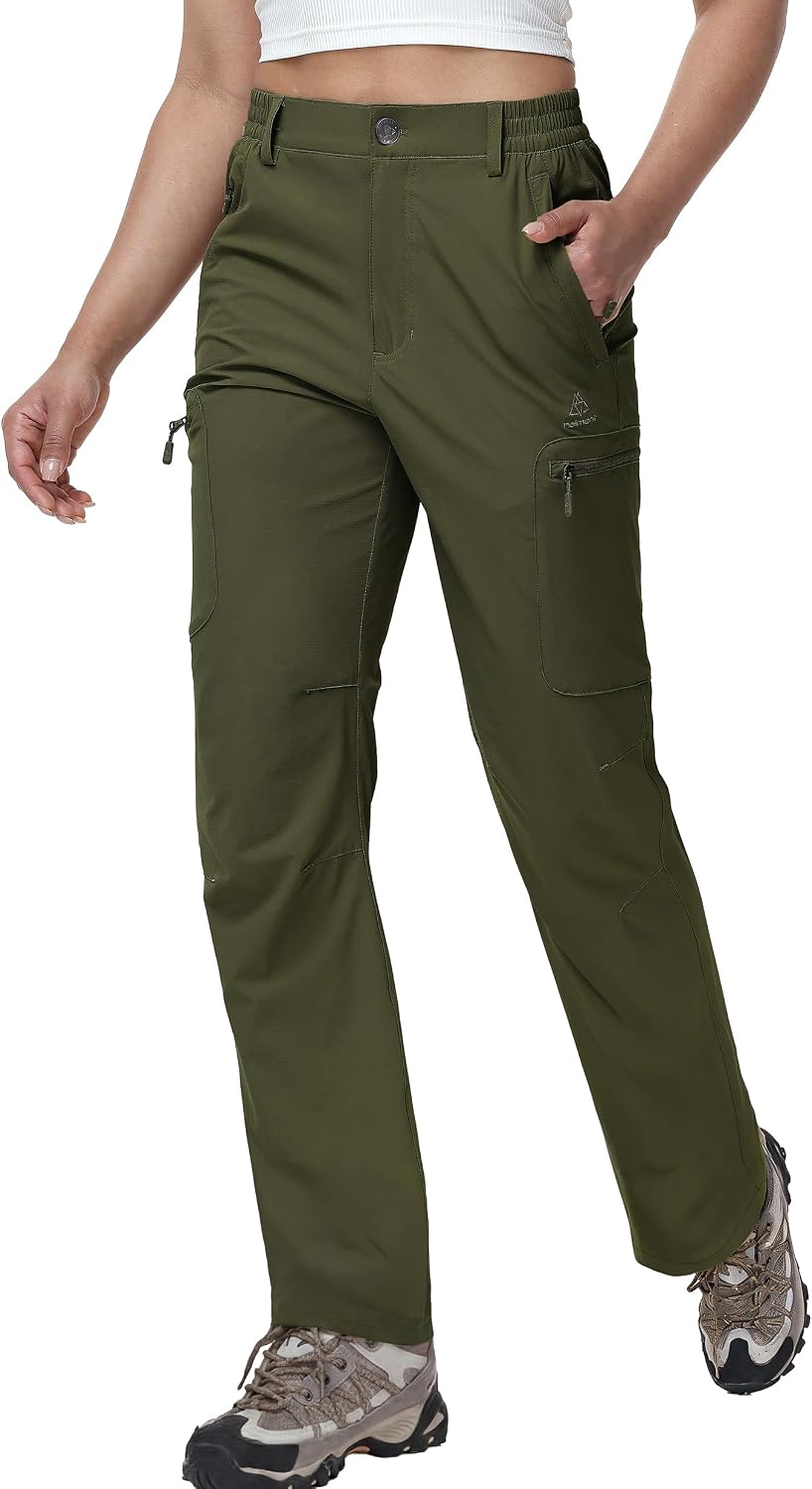 Haimont Women's Lightweight Hiking Cargo Pants with Zip Pockets