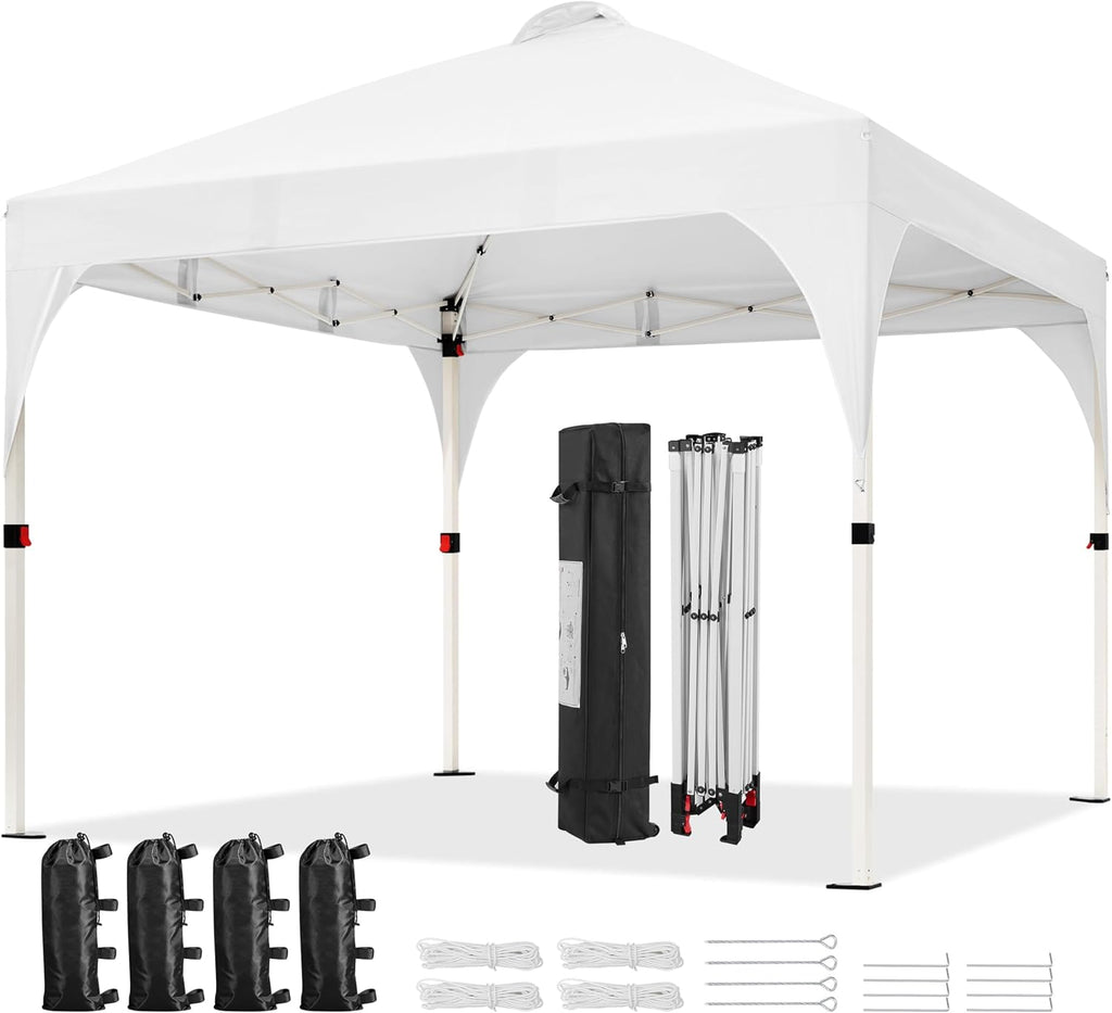 Yaheetech 10x10 Pop Up Canopy Tent for Outdoor Events, Silver Coat White