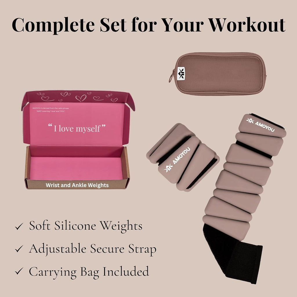Wrist & Ankle Weights for Women – 2 lb Total, 1 lb Each | Weighted Bangles