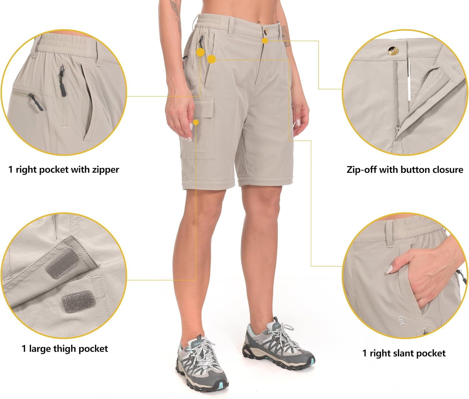 Little Donkey Andy Women's Convertible Pants, 3 in 1 Zip Off Hiking Pants