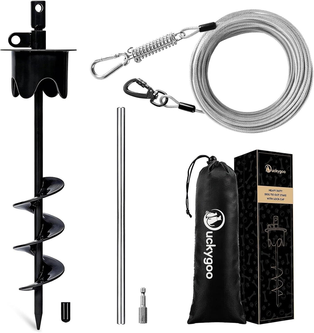 Heavy Duty Dog Tie Out Cable & Stake for Outside,30FT