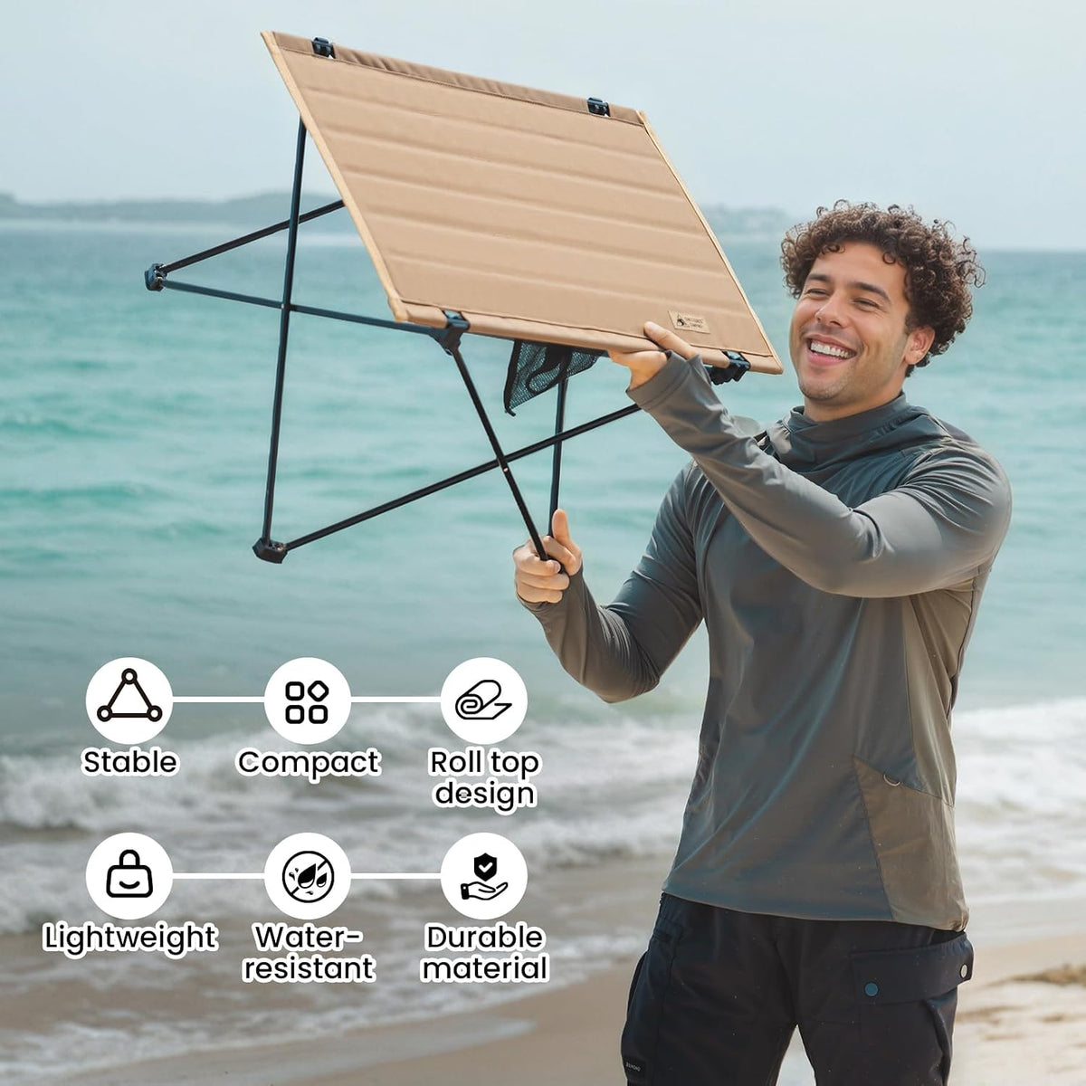 ONETIGRIS Foldable Camping Table, Lightweight Portable Table Sturdy & Quick Setup, Holds Up to 66 lbs, Perfect for Camping, Hiking, Backpacking, Picnic, Beach, Travel