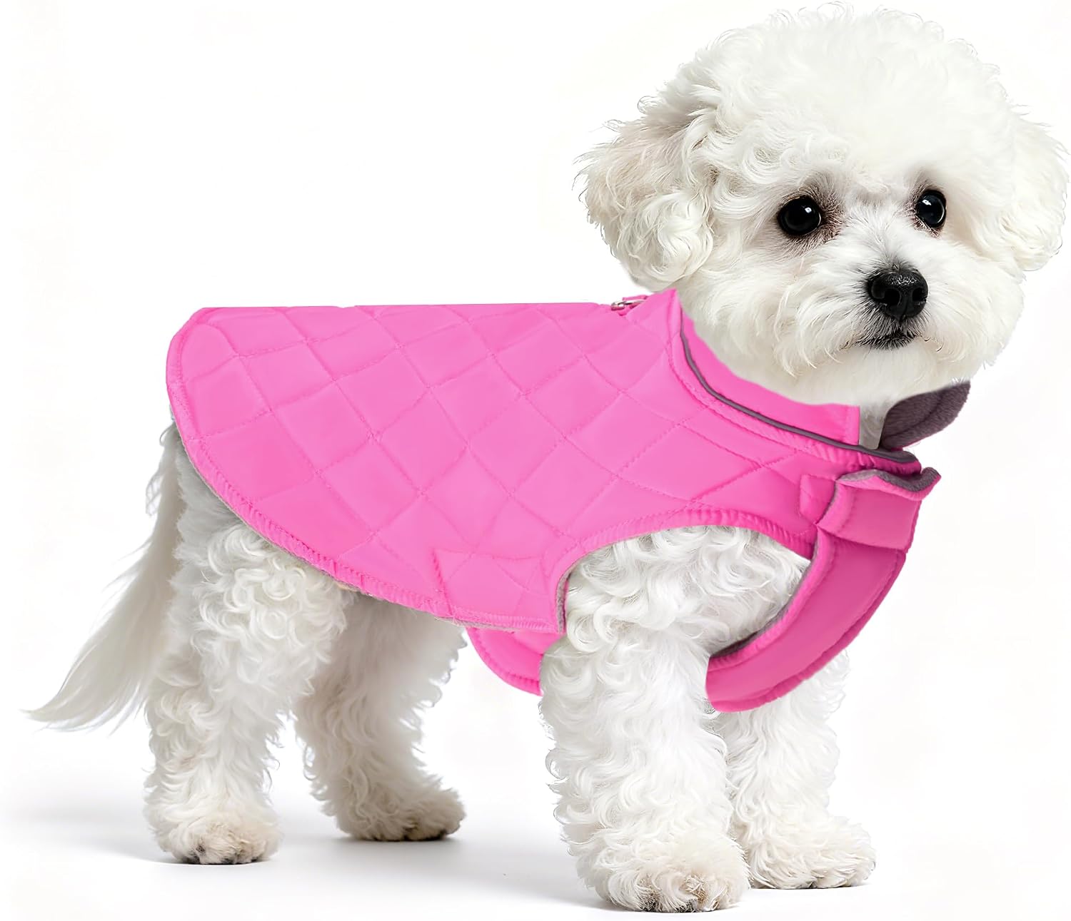 Mile High Life Dog Warm Coat, Small Dog Winter Jacket Windproof Water Resistant Cold Weather Coats Cozy Snow Jacket Vest for Puppies (Hot Pink, Medium Chest 17.3")