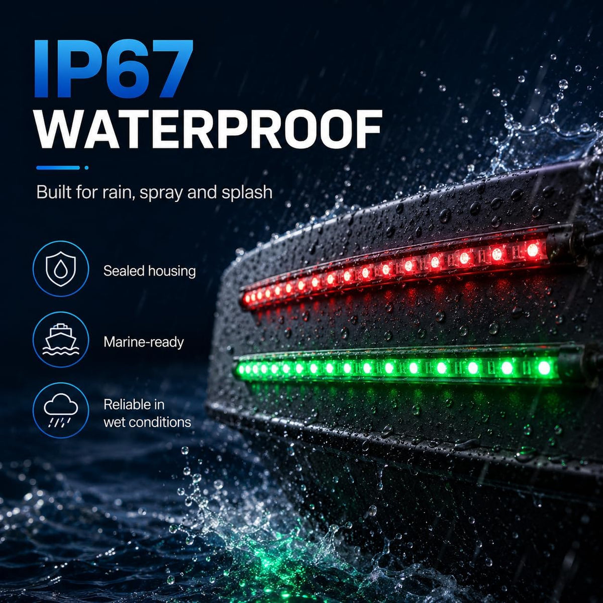 Navigation Lights For Boats Led, Boat Red and Green Bow Lights, Boat Night Fishing Lights, Deck Lights, IP67 Waterproof for Pontoon Boat Bas Boat Dinghy Kayak Jon Boat Yacht