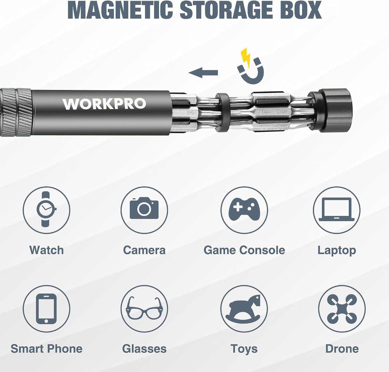 WORKPRO 24 in 1 Multi Bit Mini Screwdriver Set Magnetic, Grey