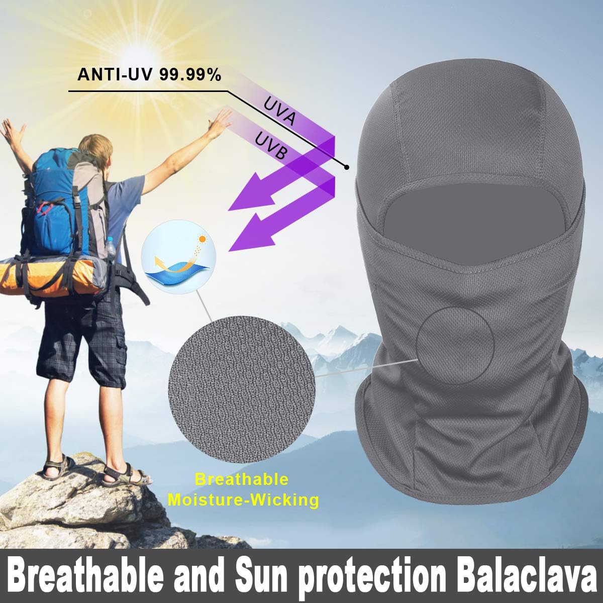 Achiou Ski Mask for Men and Women, Lightweight UV Balaclava Face Cover