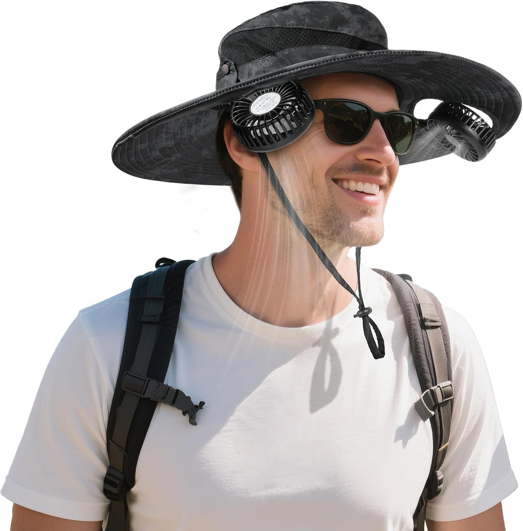 AMACOOL Bucket Hat Fan, Gifts for Him Father Dad Husband, Fishing Essentials for Women Men Camping Hiking Beach Gardening