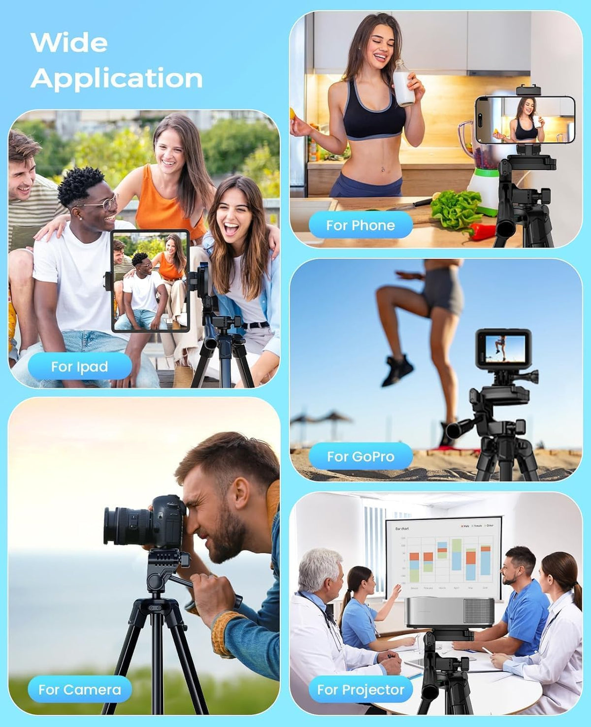 MACTREM 67" iPad Tripod Stand for Tablet Phone Camera with Remote Mount