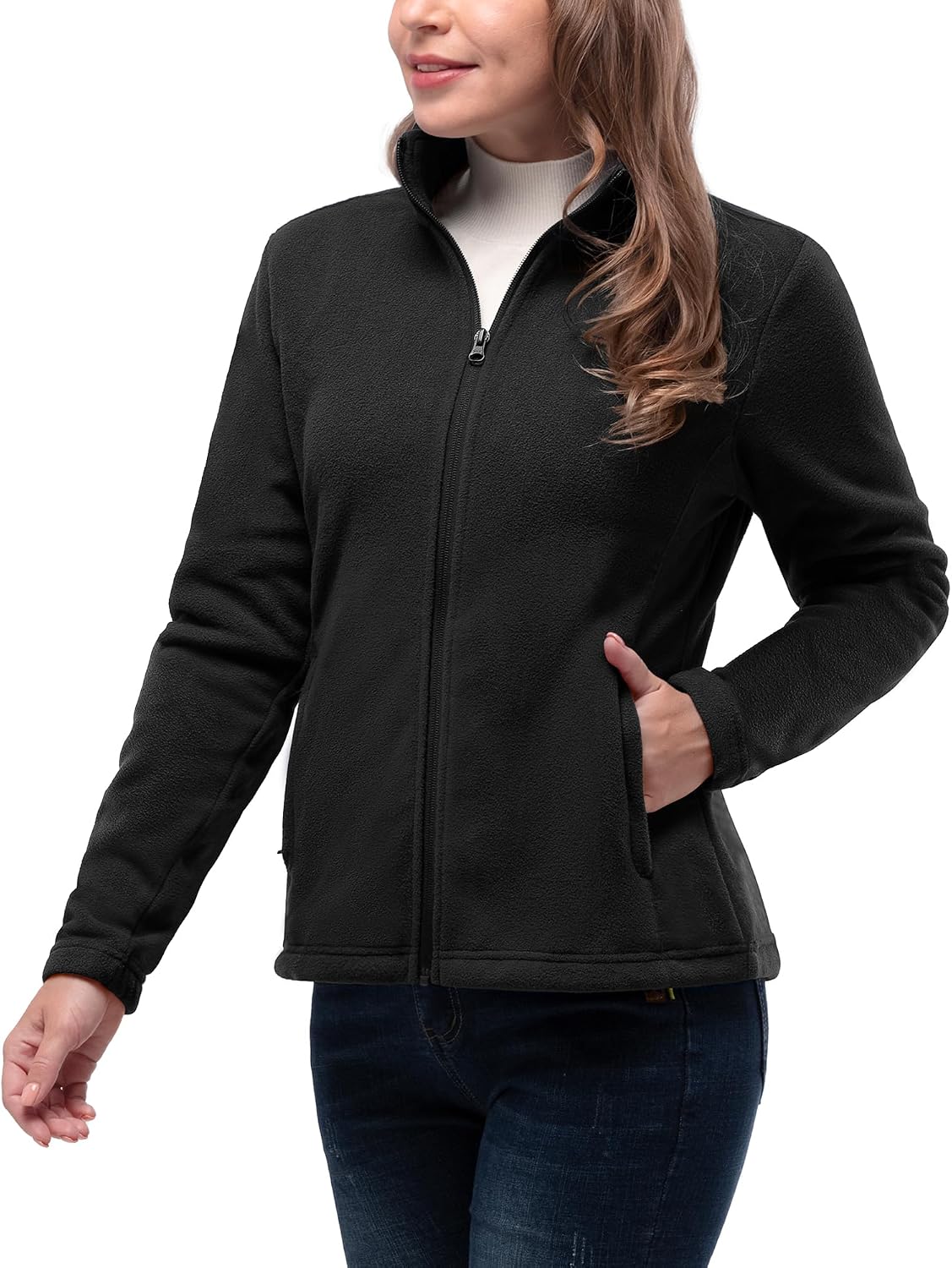 33,000ft Women's Polar Fleece Jacket Zip Up Lightweight Hiking Sweatshirt