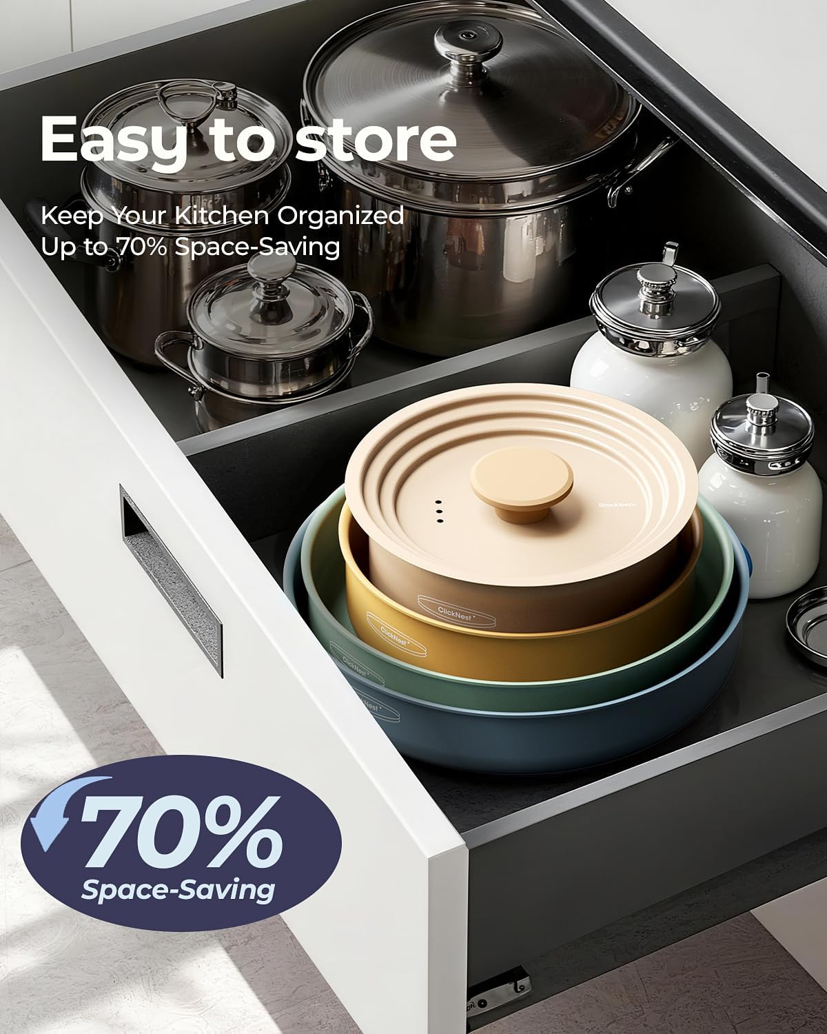 12-Piece Detachable Handle Pots and Pans Set, Ceramic Nonstick