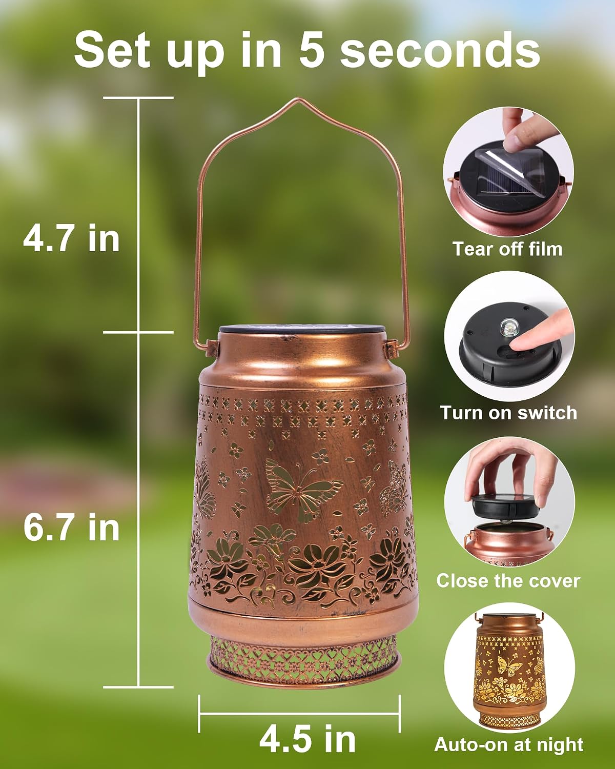 Butterfly Gifts for Women Butterfly Solar Lantern Mothers Day Gifts Birthday Gifts for Women Mom Grandma Sister Friend Garden Decor Metal Solar Lights Outside Decorative for Yard Patio Pathway Porch
