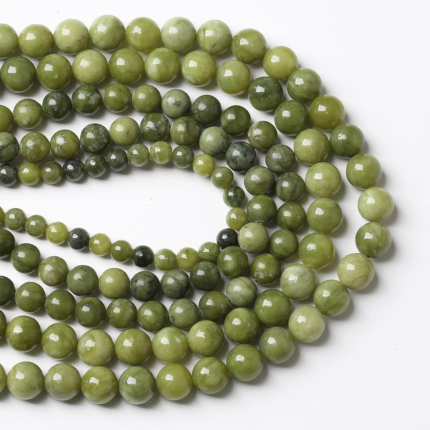 120PCS 6MM Natural Stone Chinese Green Jade Loose Beads for Jewelry Making DIY Bracelet Necklace