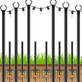 AHRLHR 6 Pack String Light Poles, Outdoor String Light Pole 10 ft Forked Metal Light Pole with Adjustable Outdoor Light Stand, Deck, Backyard, Garden, Wedding, Rustproof and Sturdy with Hooks.