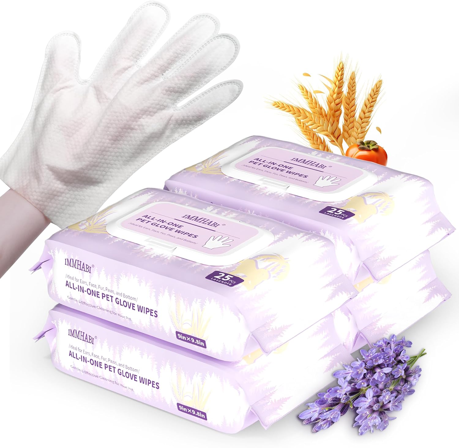 IMMHABI 400 Count Lick-Safe Dog Wipes, Lavender Plant-Based Hypoallergenic Dog Wipes for Paws, Butt, and Anal Gland Care, Cleansing & Deodorizing for Puppies