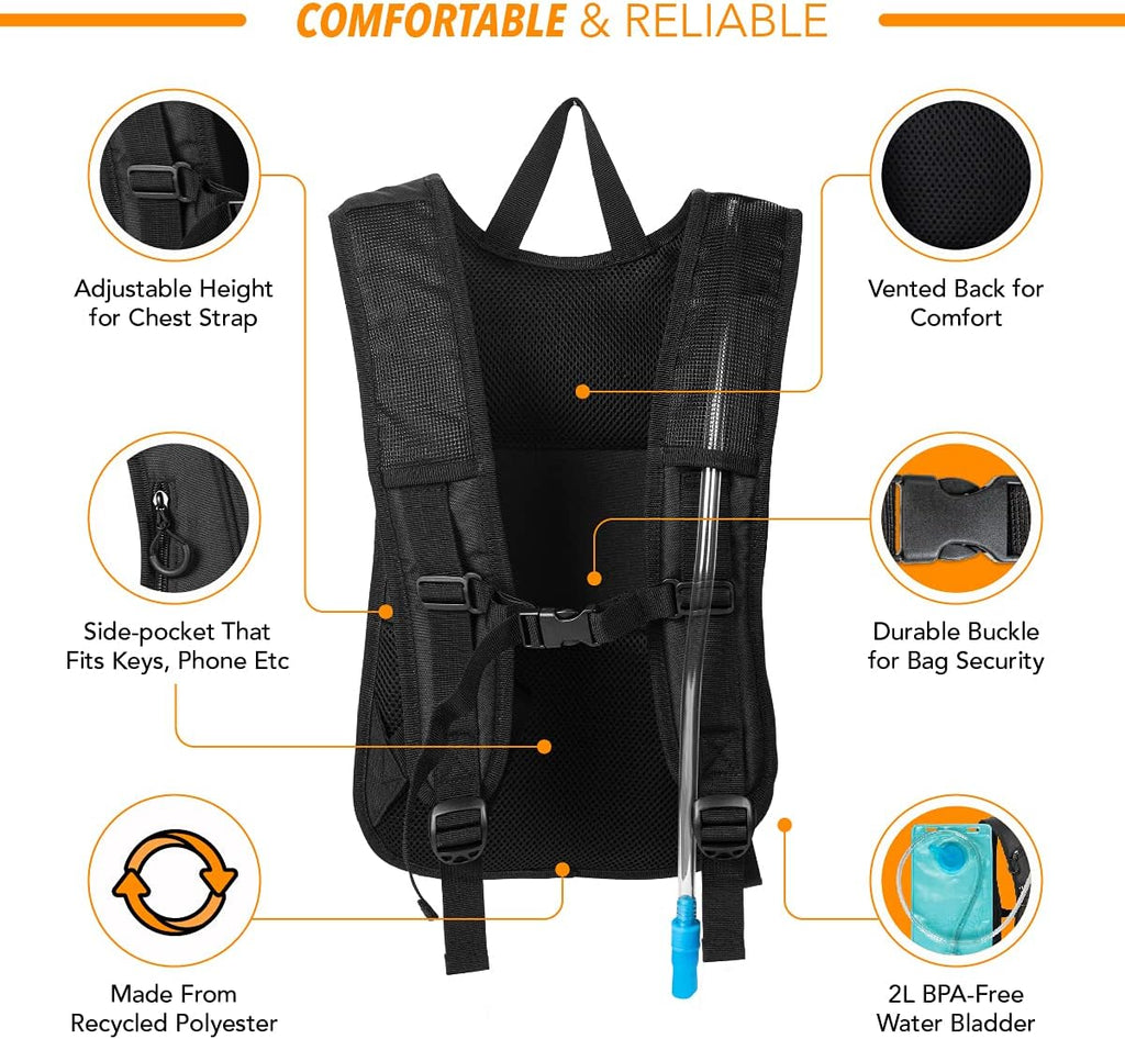 Vibe Festival Gear Rave Hydration Pack Backpack with 2L Water Bladder for Women Men – Festival Hydropack, Hydro Pack, Leak Proof, Lightweight – Teens, Party, Hiking, Running, Outdoor Sports