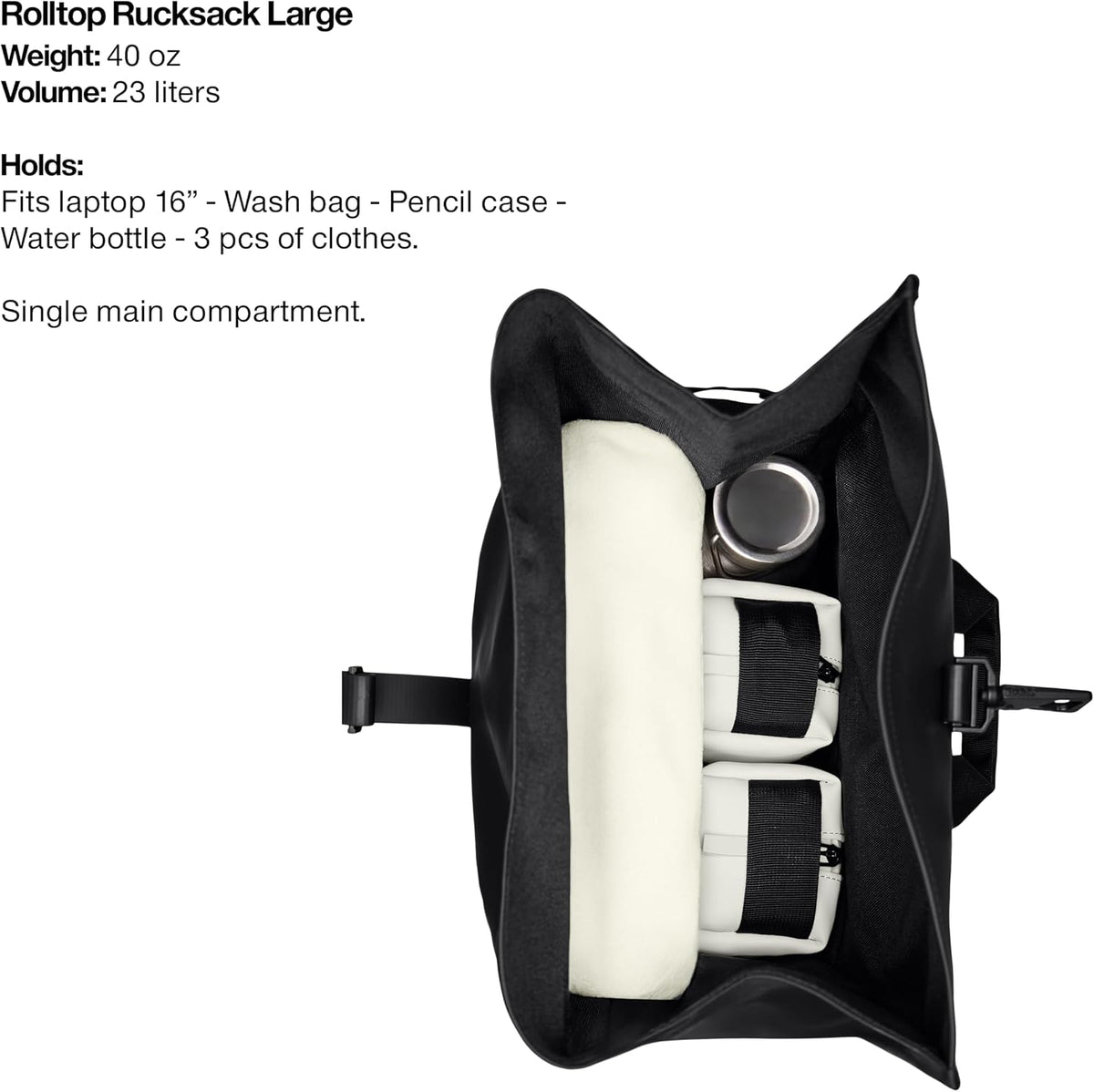 RAINS Rolltop Rucksack Large Waterproof Laptop Backpack for Men, Commuter