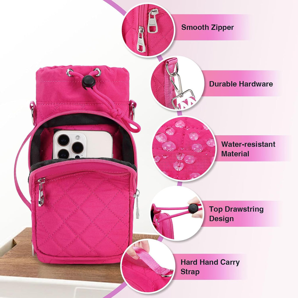 AGLOD Water Bottle Carrier Bag with Strap, Water Bottle Holder Crossbody Bags for Women Men for Walking, Hiking,Cycling