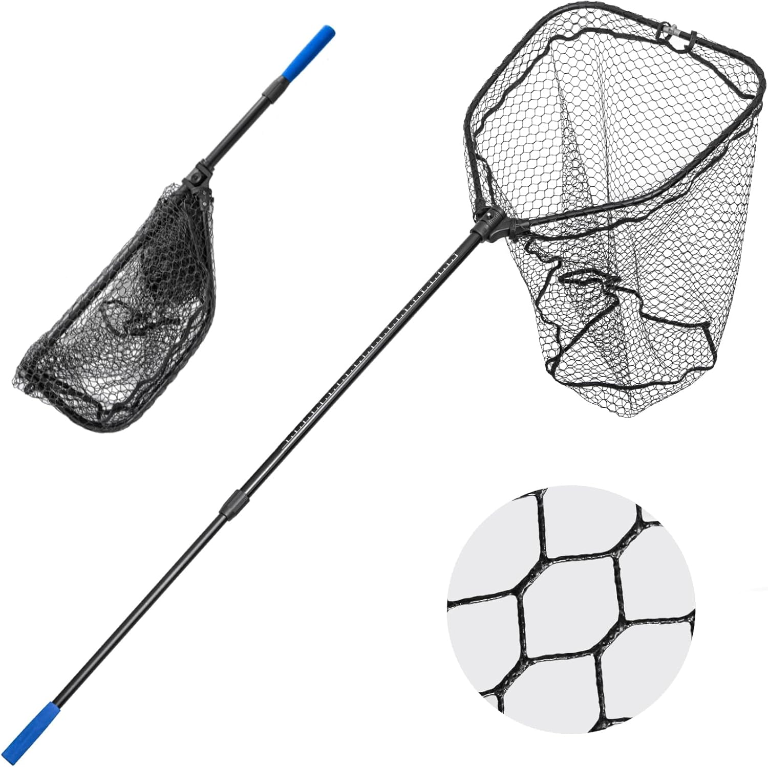 Foldable Long Fishing Net, Large Landing Net with Telescoping Handle