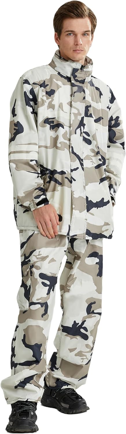 Waterproof Rain Suit for Men Women, Durable Rain Jacket and Pants 2 Piece