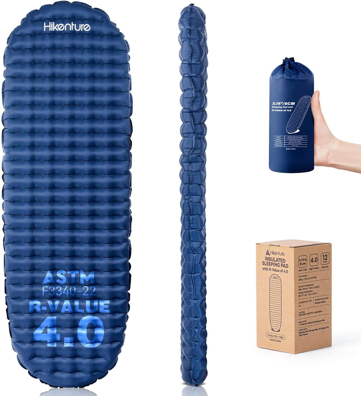 Hikenture R4 Backpacking Sleeping Pad, Ultralight Camping Mattress