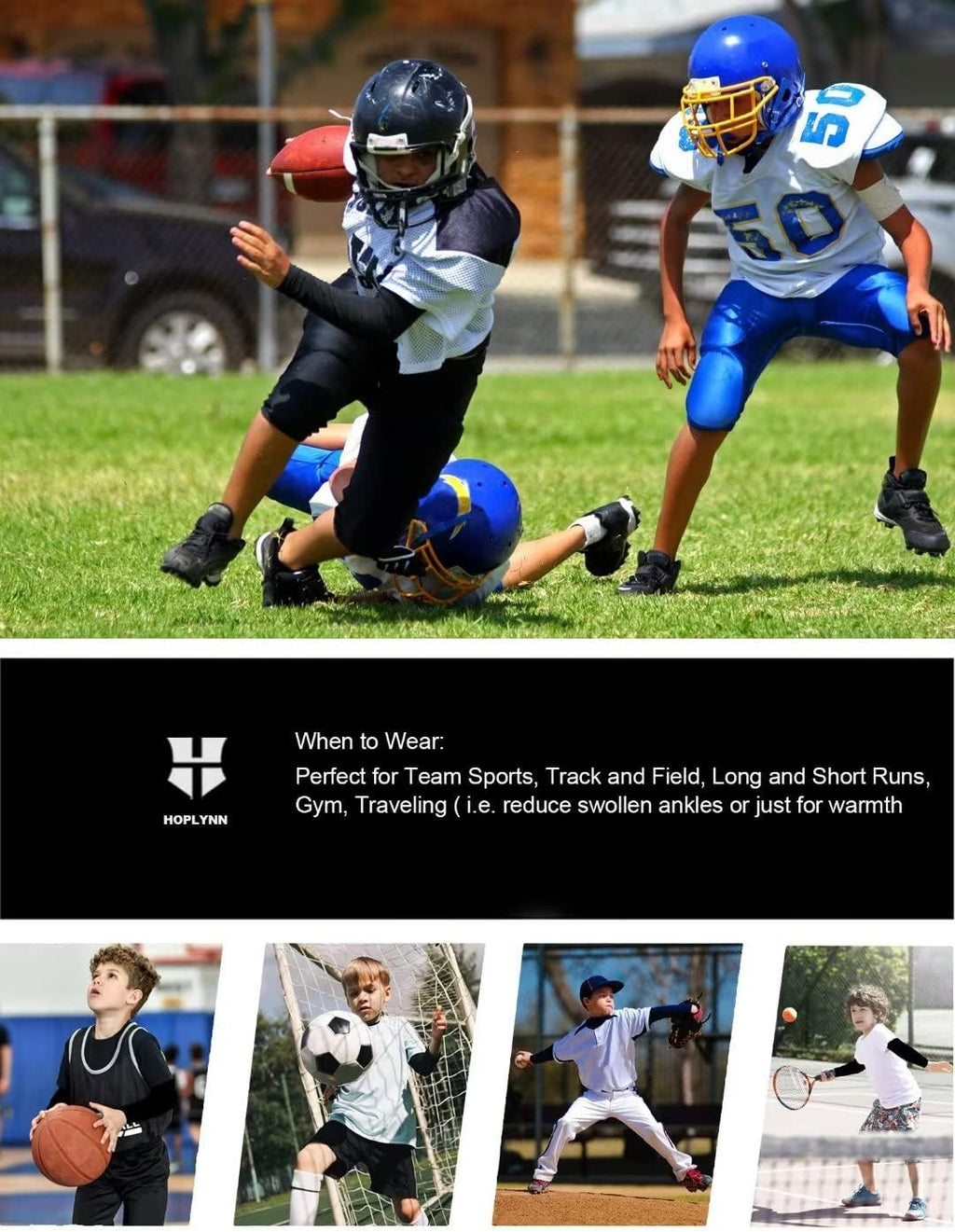 HOPLYNN 4 Pack Youth Boy's Compression Leggings Athletic Tight Pants