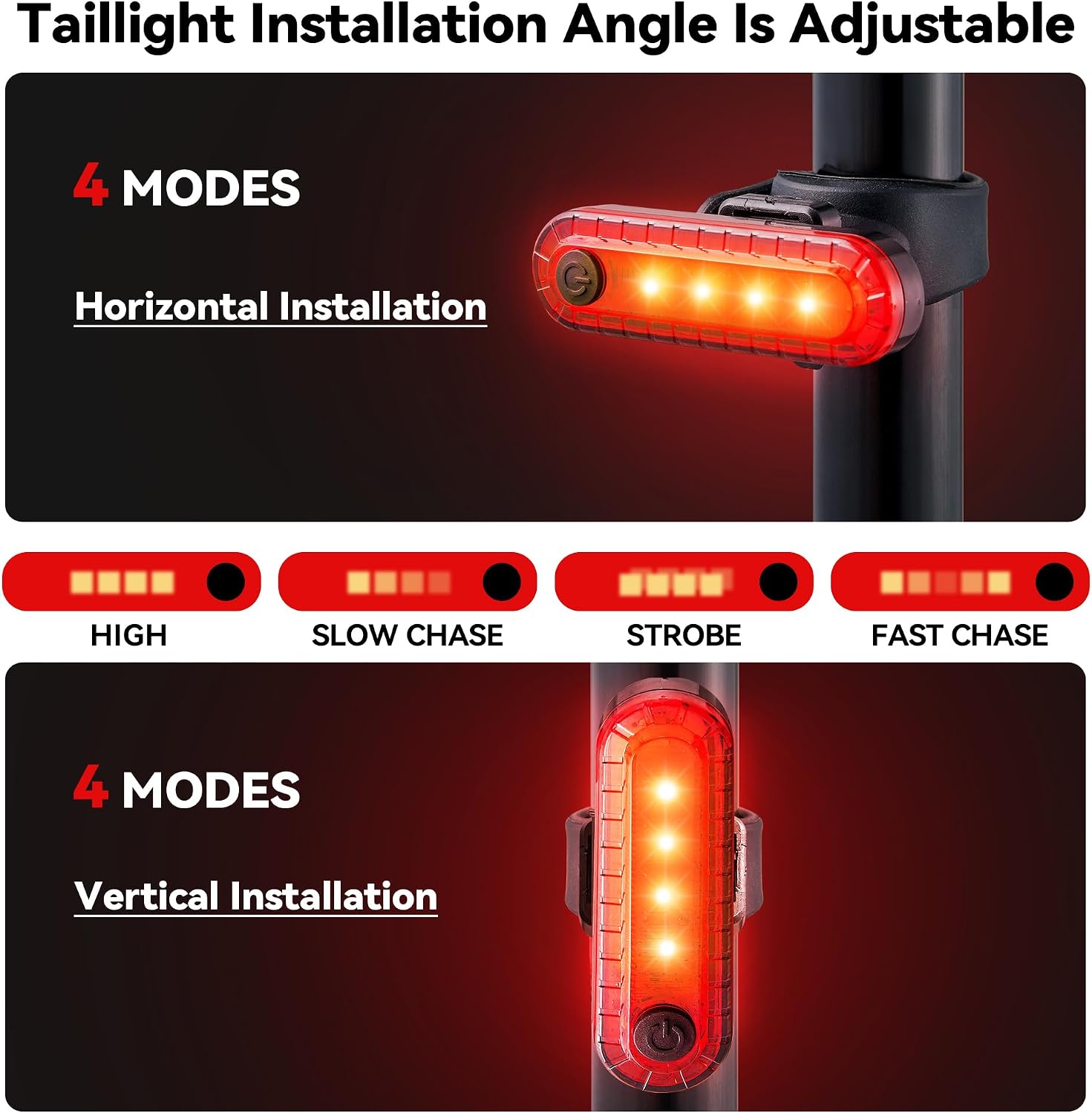2 Packs Bike Light Set Super Bright Focus Adjustable Front Headlight and Rear LED Mountain Bicycle Light, Mount Included JB866