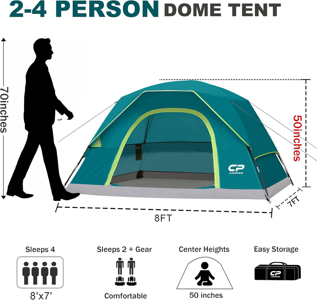 CAMPROS CP Tents for Camping 2/4/6 Person, Waterproof Windproof Dome Tent