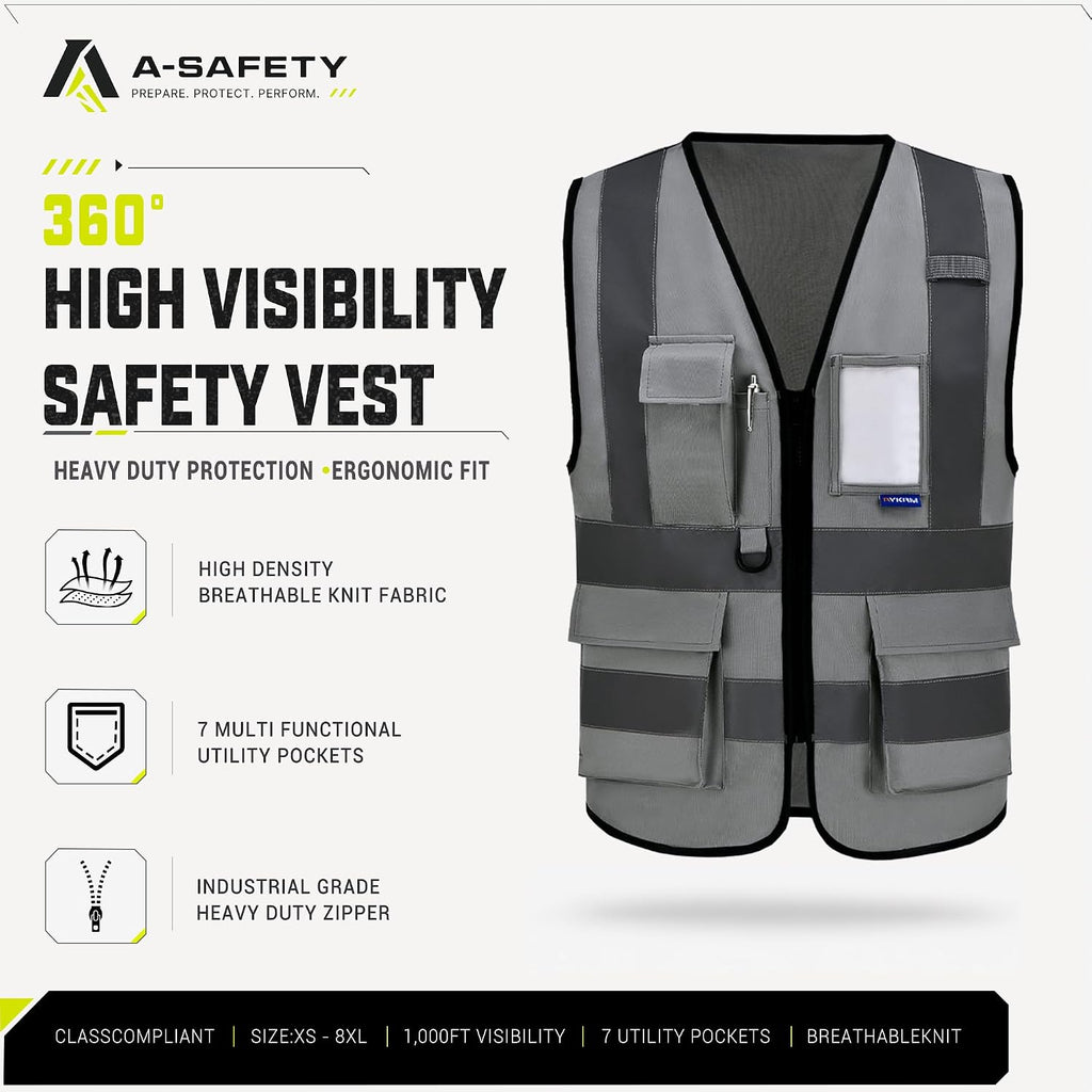 A-SAFETY High Visibility Reflective Safety Vest Customize Logo (XS-8XL)
