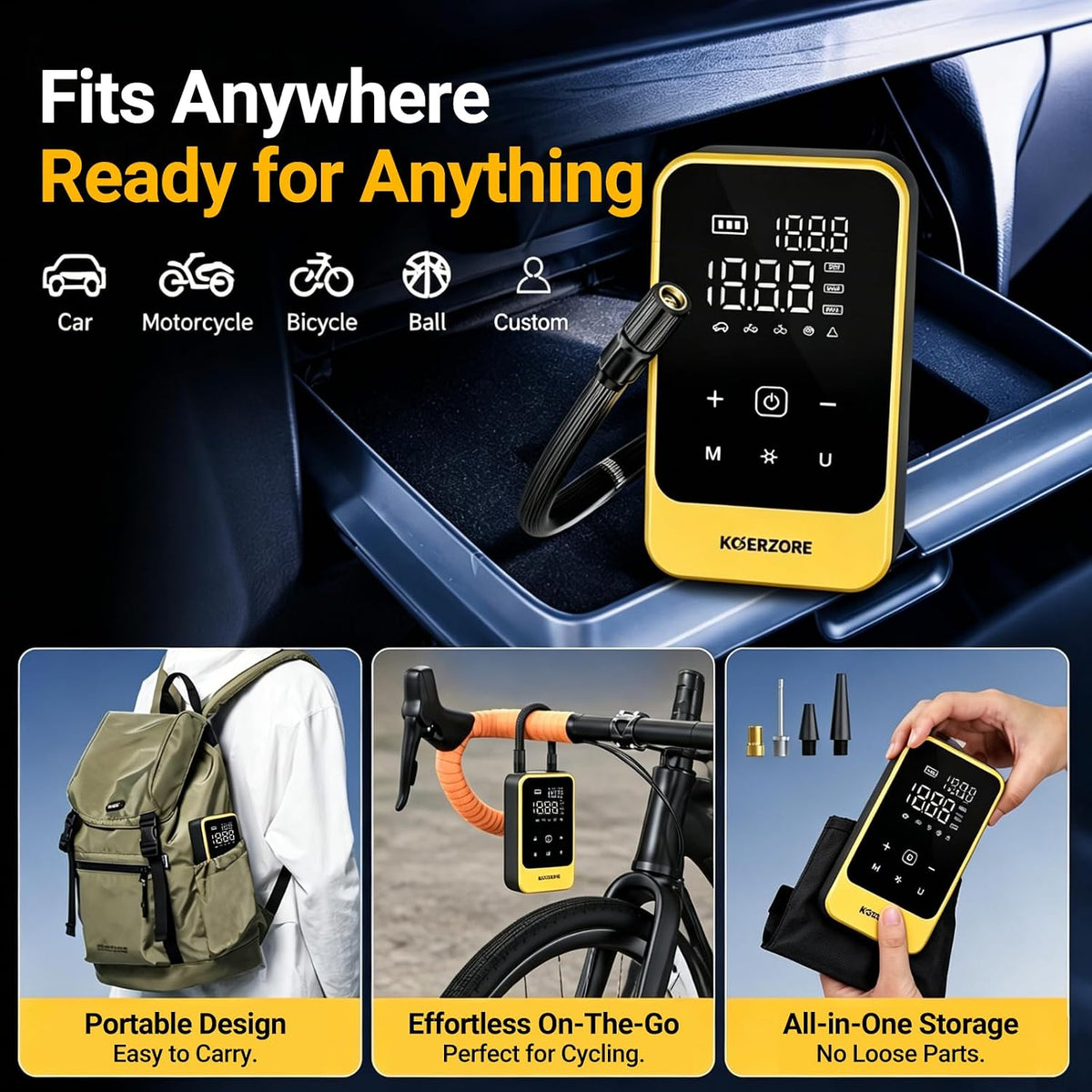 Tire Inflator Portable Air Compressor,150 PSI Cordless Air Pump