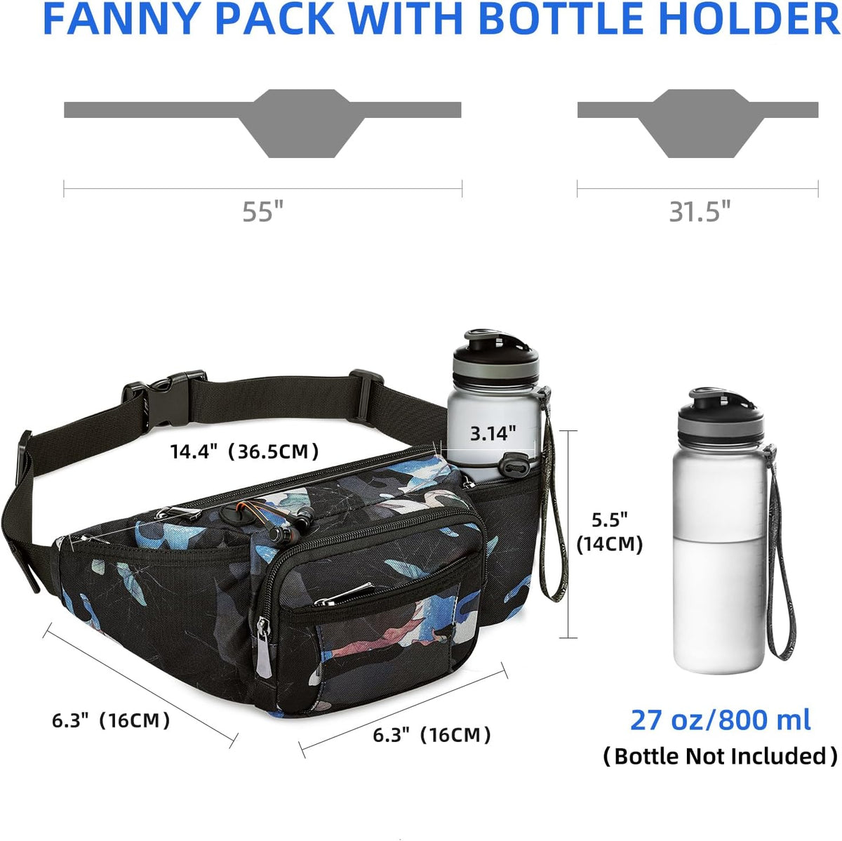 NOOLA Fanny Pack with Water Bottle Holder, Hiking Waist Bag for Men Women