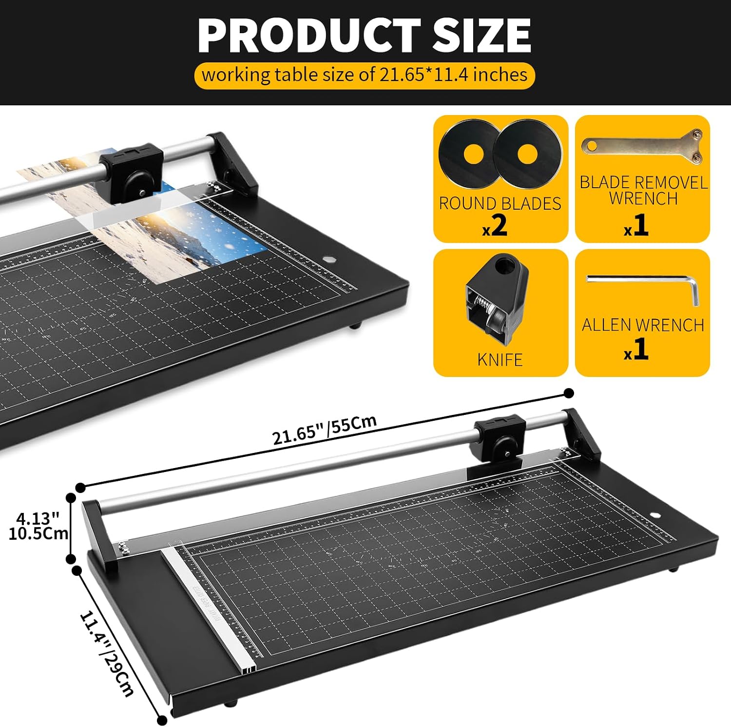 24" Manual Precision Rotary Paper Trimmer,Heavy Duty Rolling Cutter Tool,Professional Rolling Trimmer for Cutting Photo Paper, Card Stock, Office Paper