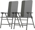 Outsunny Folding Patio Chairs Set of 2 Padded High Back Armrests Light Gray