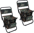 LEADALLWAY Fishing Chair with Cooler Bag Compact Fishing Stool Foldable Small Hunting Chair 12.2" Seat Depth,12.6" Seat Width