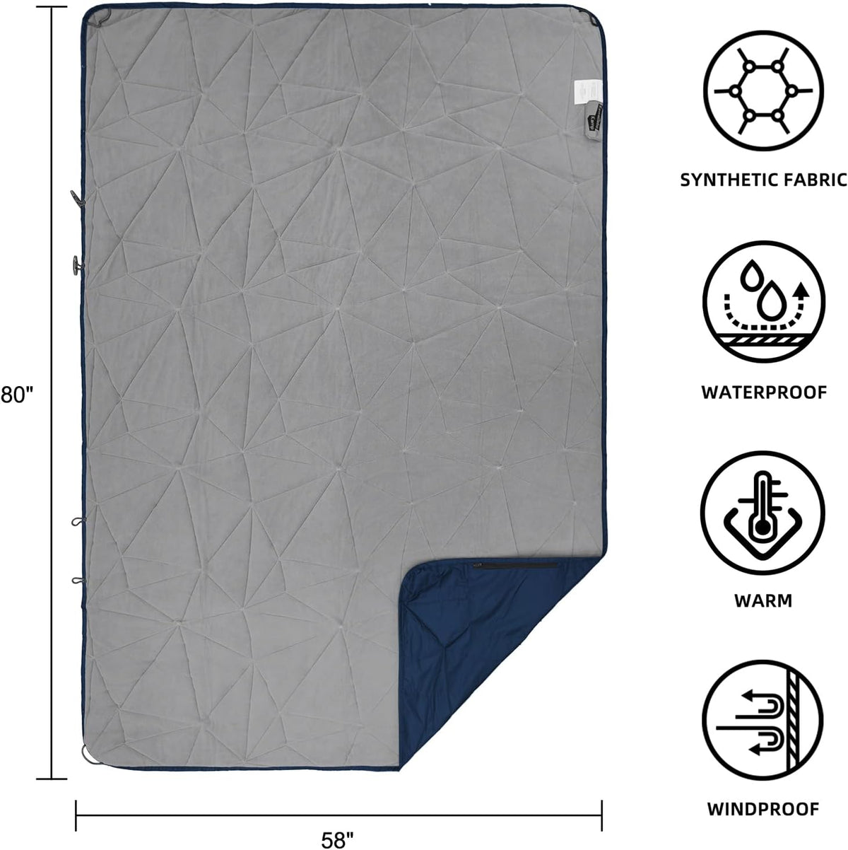 Large Waterproof Outdoor Blanket Thick Fleece 80" x 58"