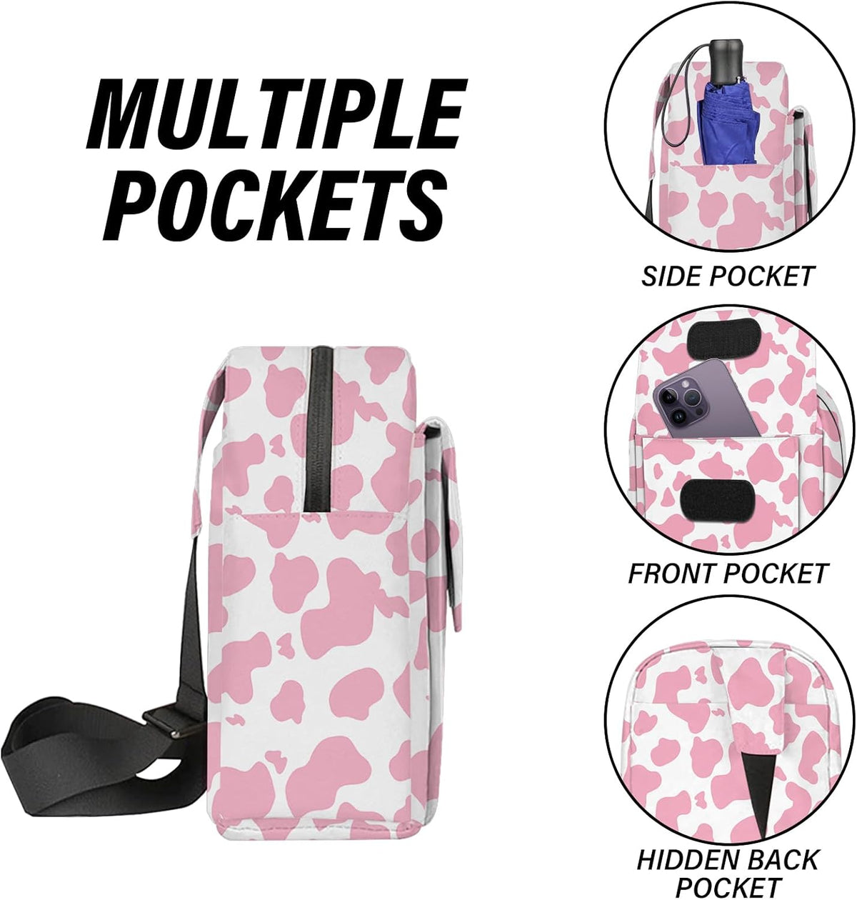 Cute Small Camera Bag with Photographer Camera Sling Bag Waterproof Dslr Camera Case Compatible with Nikon Sony Lightweigth for Women or Men(Pink Western Cow)