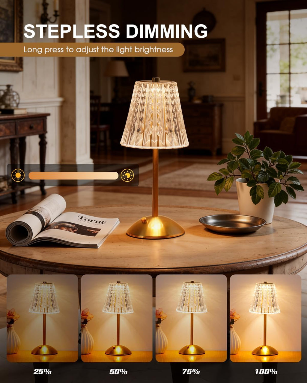 Cordless Touch Table Lamp, Classic Edition Rechargeable Small Desk Lamp