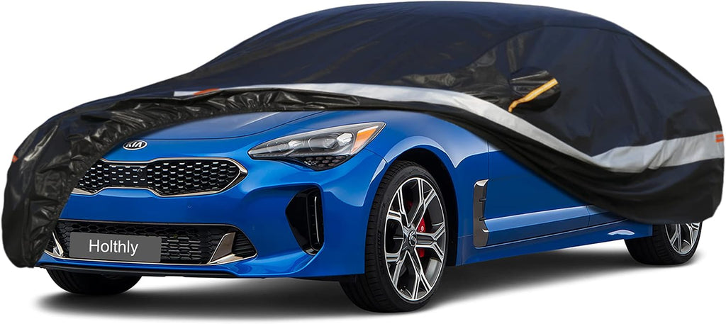 Sedan Car Cover Custom Fit Kia Stinger 2017-2025, 100% Waterproof Breathable Outdoor Car Covers, Sun Rain Dust Snow Protection. (Ships from US Warehouse, Arrive Within 3-7 Days)
