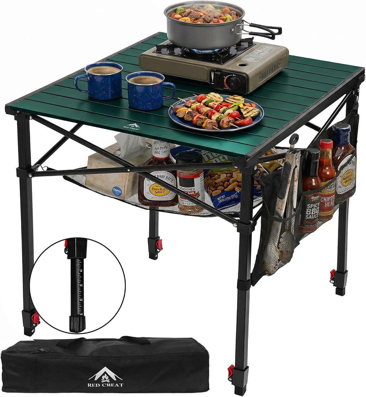 Portable Folding Camping Table Lightweight with Adjustable Height