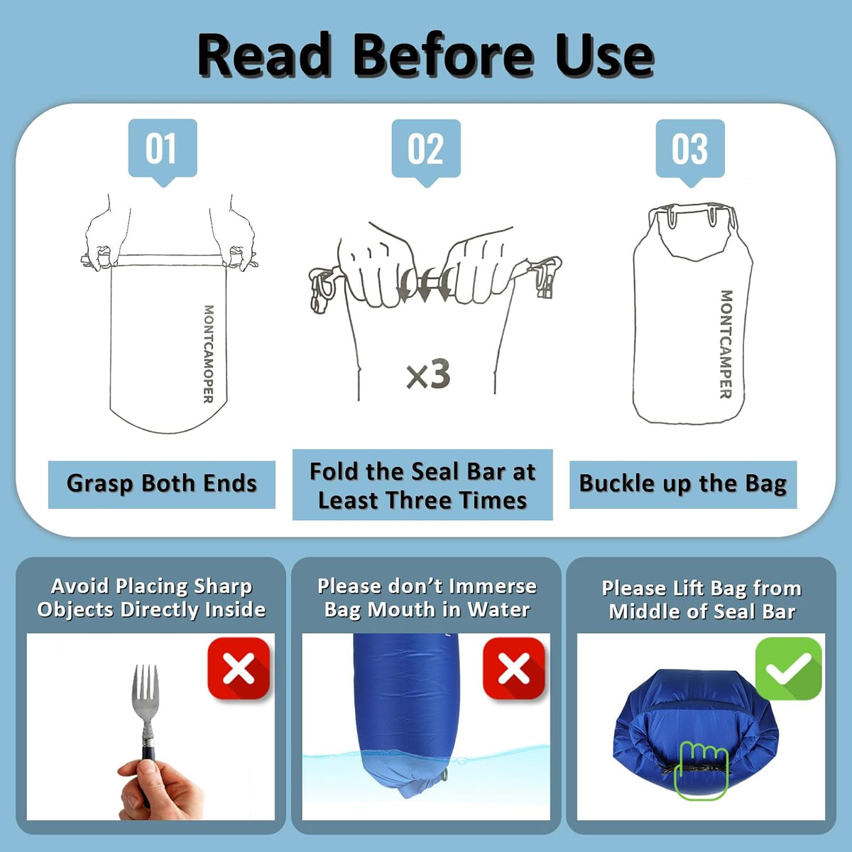 Waterproof Dry Bag Set (5L+10L+20L) – 30D Nylon Roll Top Dry Sacks with PU Coating, Lightweight Storage for Kayaking, Camping, Hiking, Fishing & Beach (Turquoise Blue)