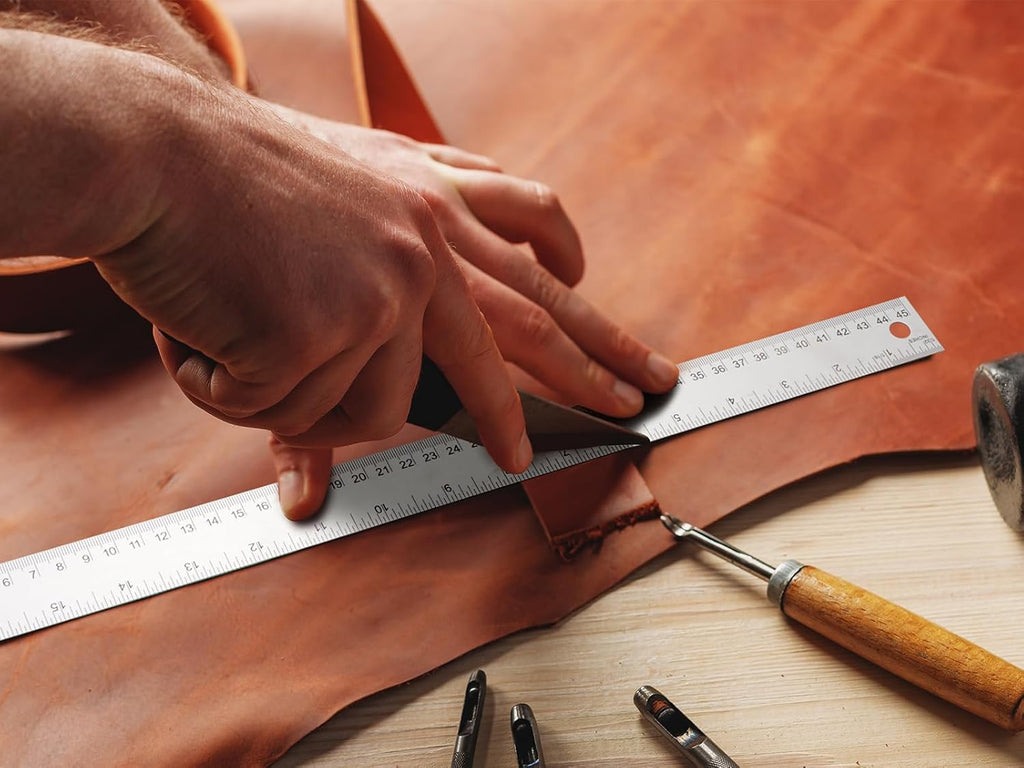 12 Inch Metal Ruler with Cork Backing, Imperial & Metric 2 Pack