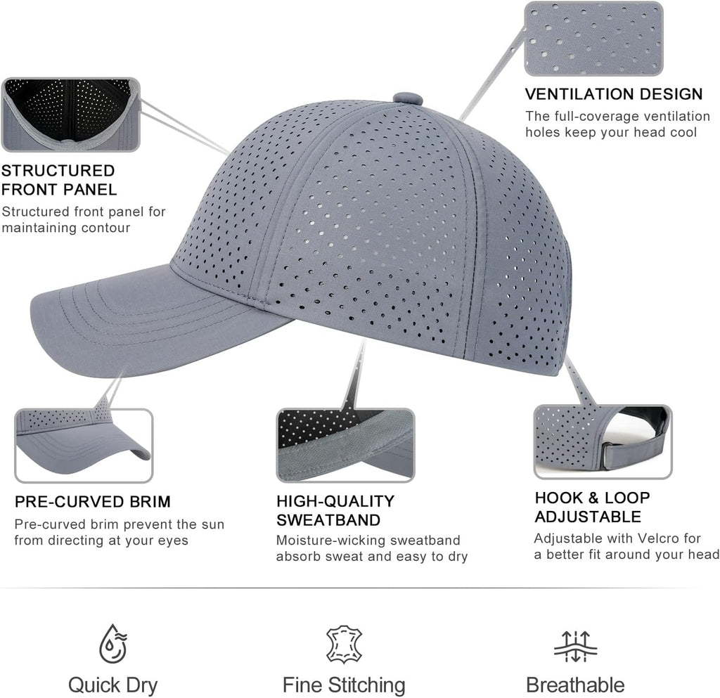 FEINION Men Laser Mesh Breathable Snapback Baseball Cap