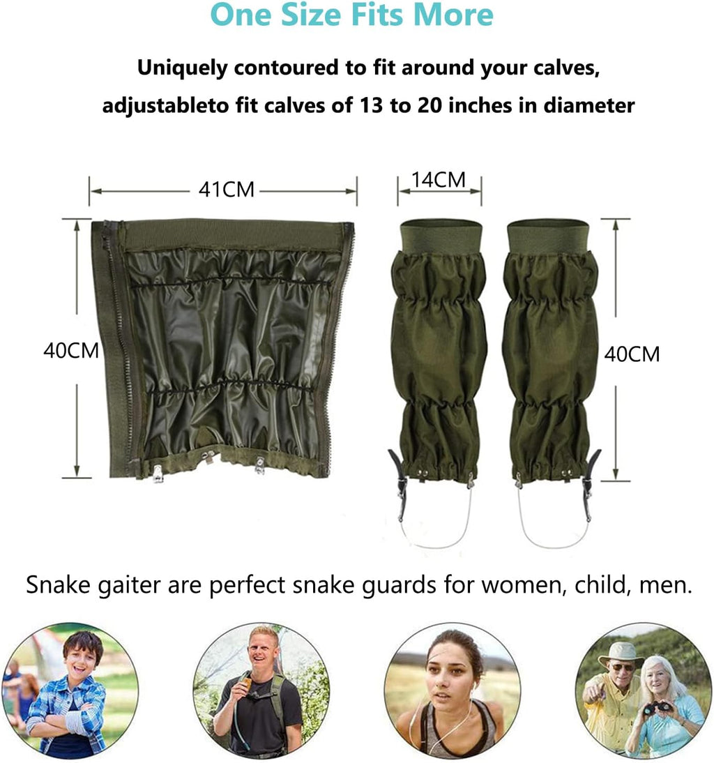Snake Gaiters for Men & Women Snake Proof Leg Gaiters, Army Green