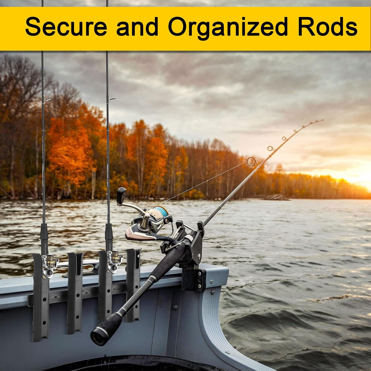GearTrust Fishing Rod Holders, 4 Rod Holder for Boat Golf Cart & Garage