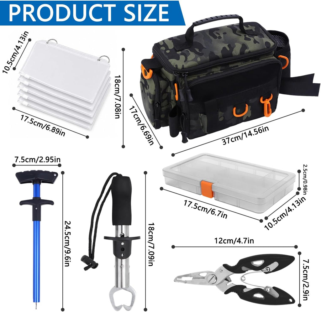 Fishing Tackle Bags with Tackle Box &Tool Set,Gifts for Men (Green)