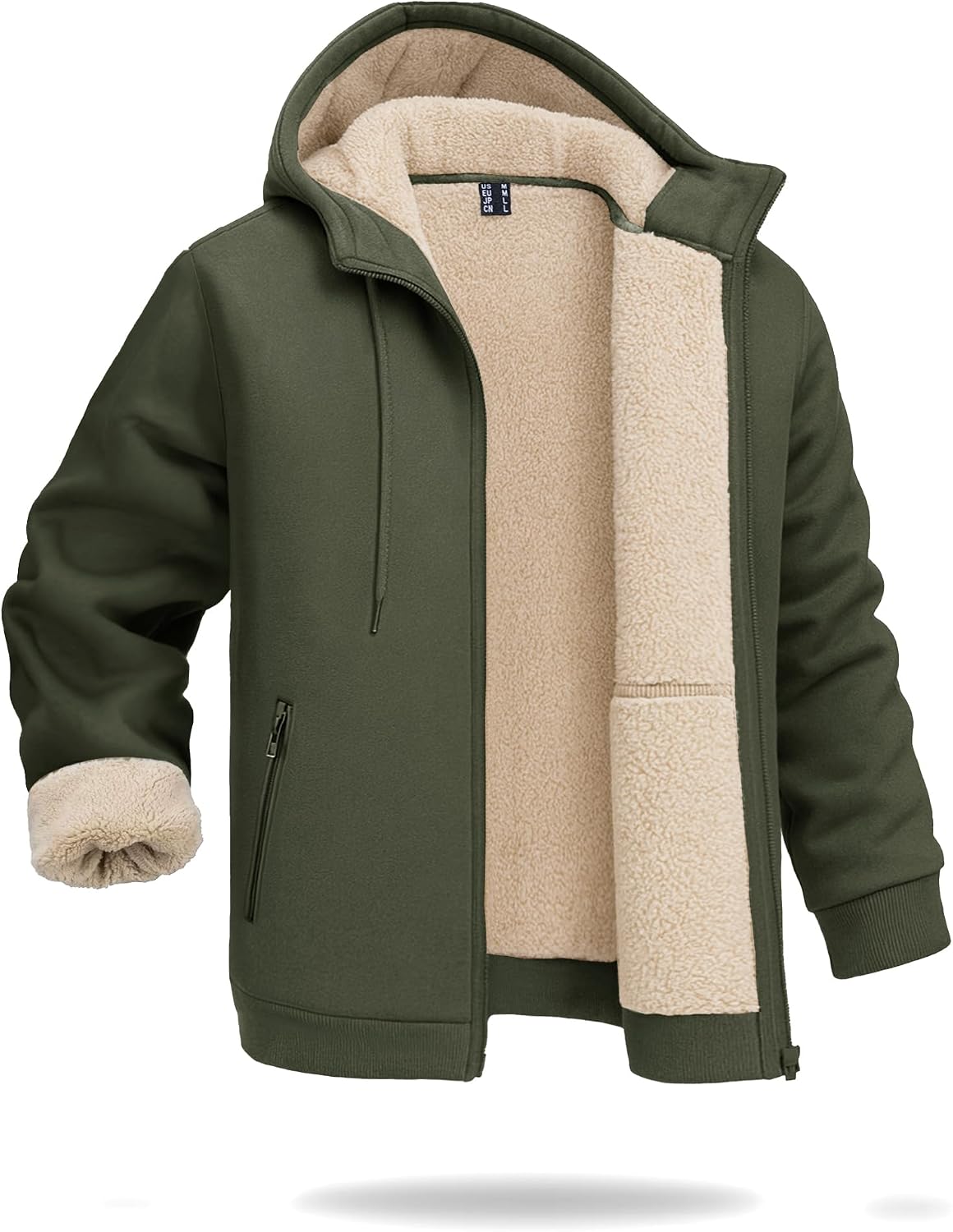 Boladeci Men's Sherpa Fleece Lined Hoodie Zip Up Heavyweight Winter Jacket