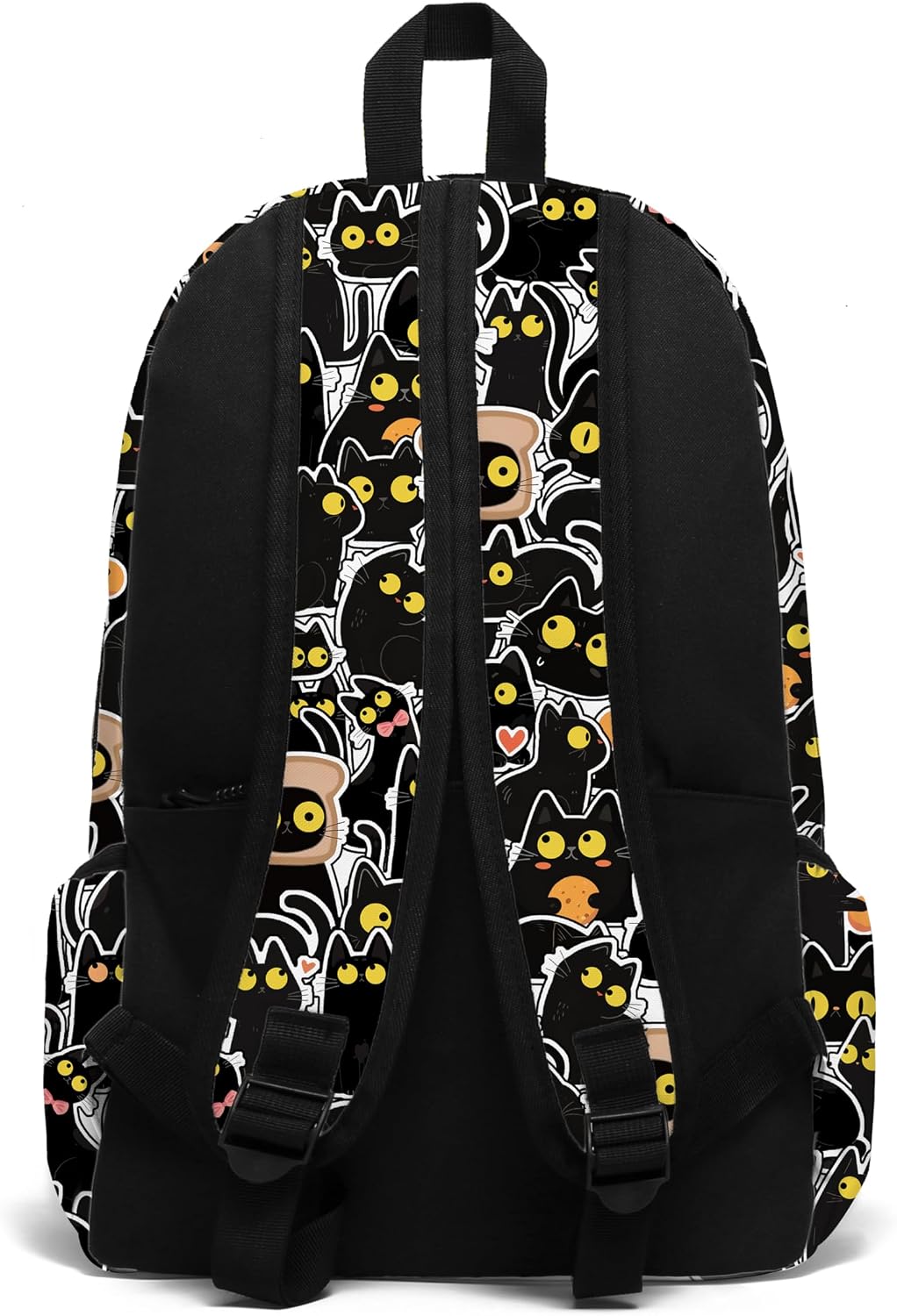 Funny Black Cat School Backpack for Girls Boys Bookbag, 17 Inch Animals Theme Laptop Back Pack for School Travel Hiking Camping