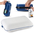 Travel & Camping Comfortable Memory Foam Pillow – Easy to Carry Portable Bag – Temperature Regulating Pillow Case - Perfect for Travelling (White)