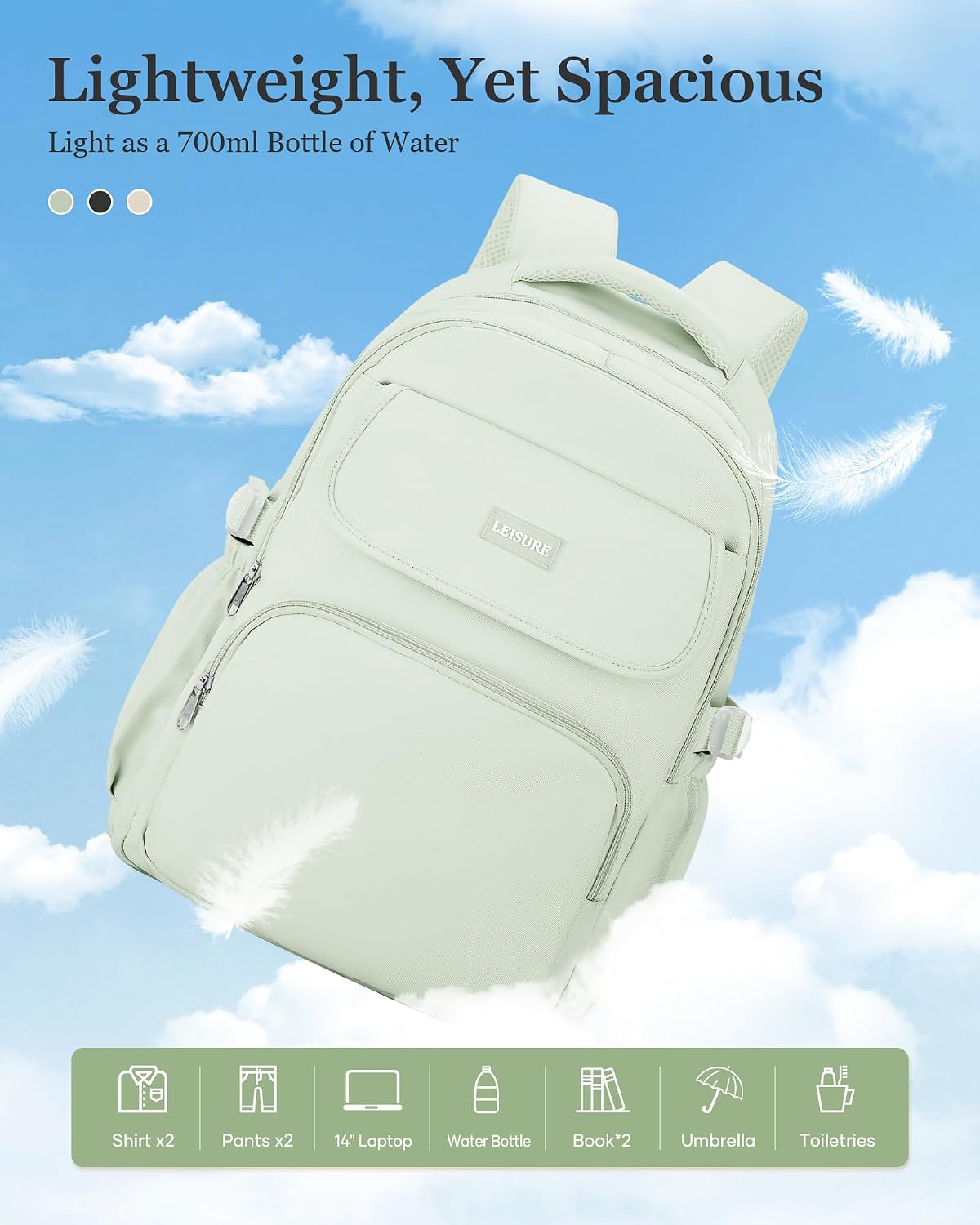 Aesthetic College Backpacks For Women Men,Waterproof High School Back pack,Kawaii Backpack For Teens Girls Boys,Student Latop Travel Backpack(Mint Green)
