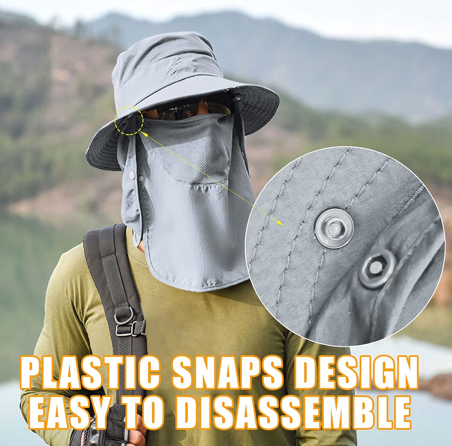 Fishing Hat for Men & Women, Sun Protection Hat with Face Cover & Neck Flap